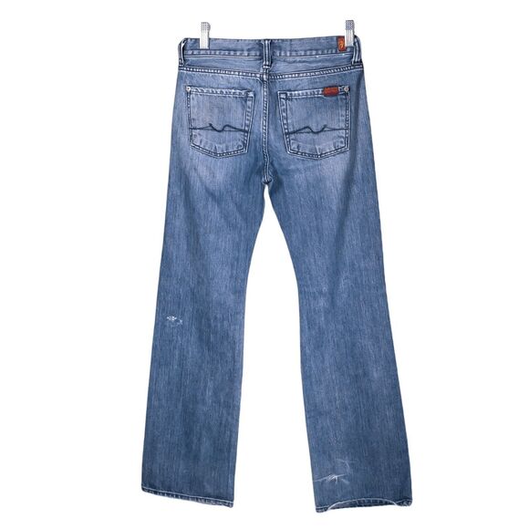 7 For All Mankind Jeans Womens Blue Bootcut Distressed Low Rise Denim Size 10/26 - Picture 2 of 11
